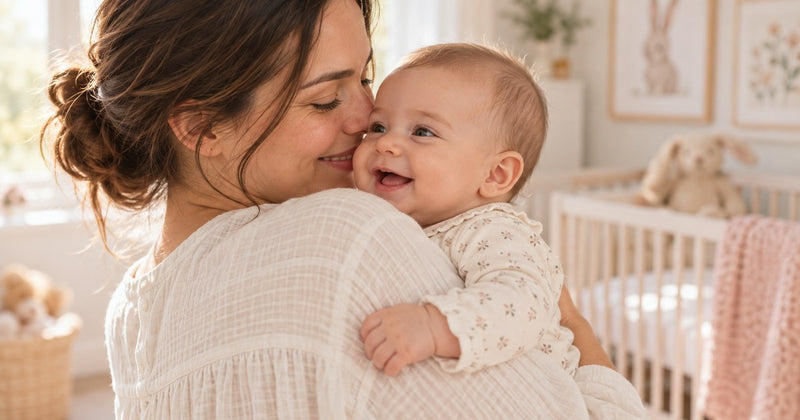 Parent holding a baby with the ear visible, comparing baby ear correction options