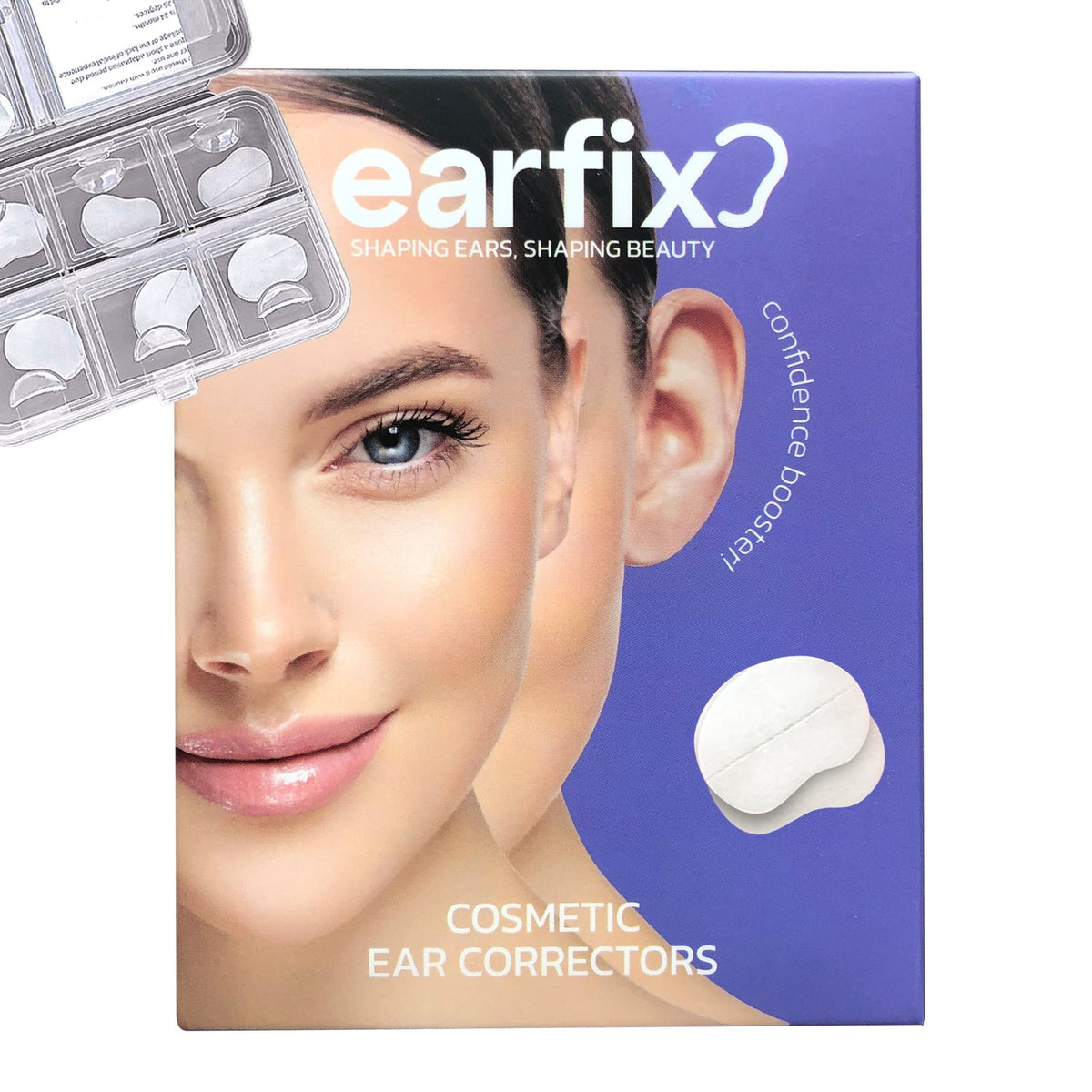 EarFix ear correction stickers 8-pack box and case for adults and kids