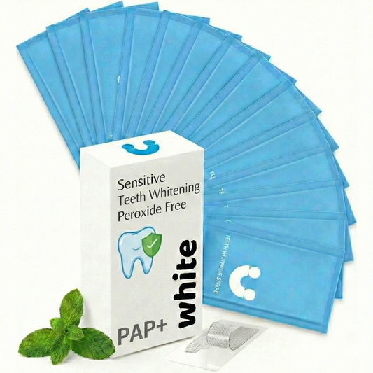 WhiteU Teeth Whitening Strips – 14 Strips – Peroxide-Free, Enamel-Safe, Sensitivity-Free – Advanced Whitening with Pap+ – Professional Dental Care for Whiter Teeth, Tartar Control – Mint Flavored