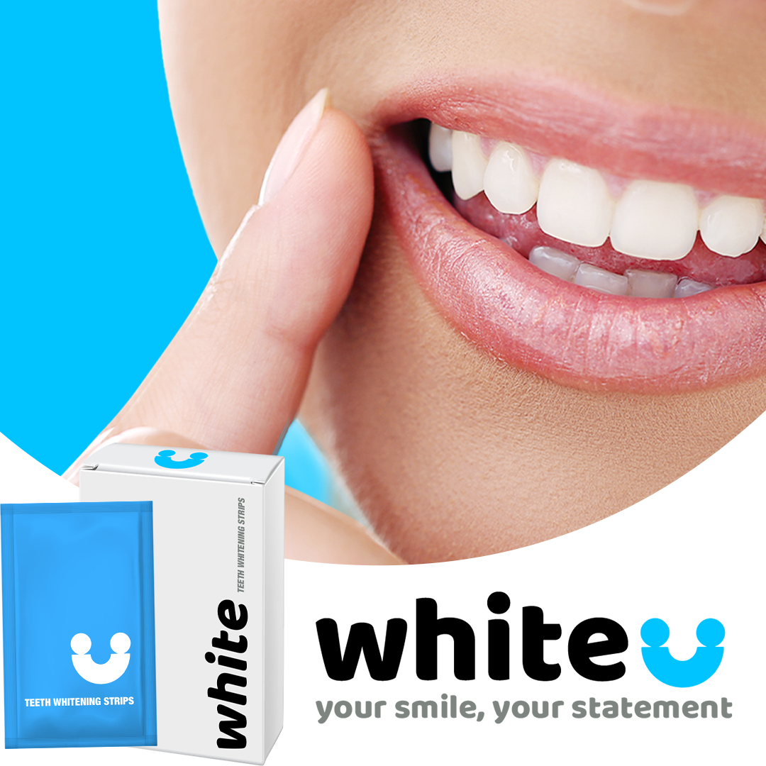 WhiteU peroxide-free teeth whitening strips mint flavored packaging